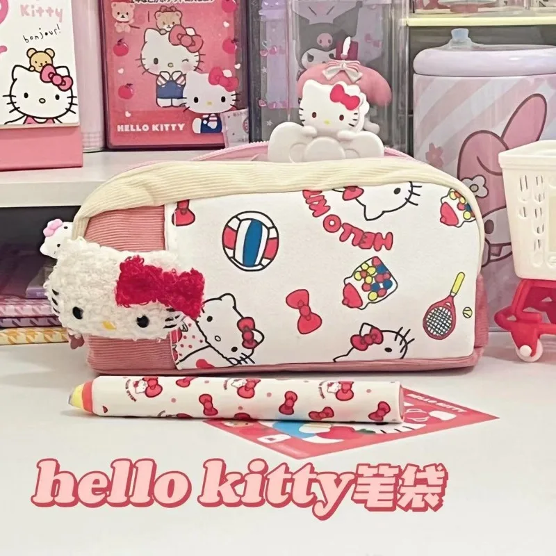 

Cute Hello Kitty Multi Functional Pencil Bag with High Beauty Cartoon Cat Large Capacity Student Stationery Bag Wholesale