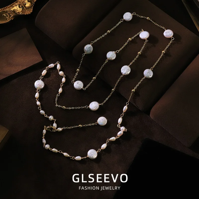 Baroque Pearl Long , A Unique And Sweet Necklace That Complements Neckline, A Versatile Clavicle Chain