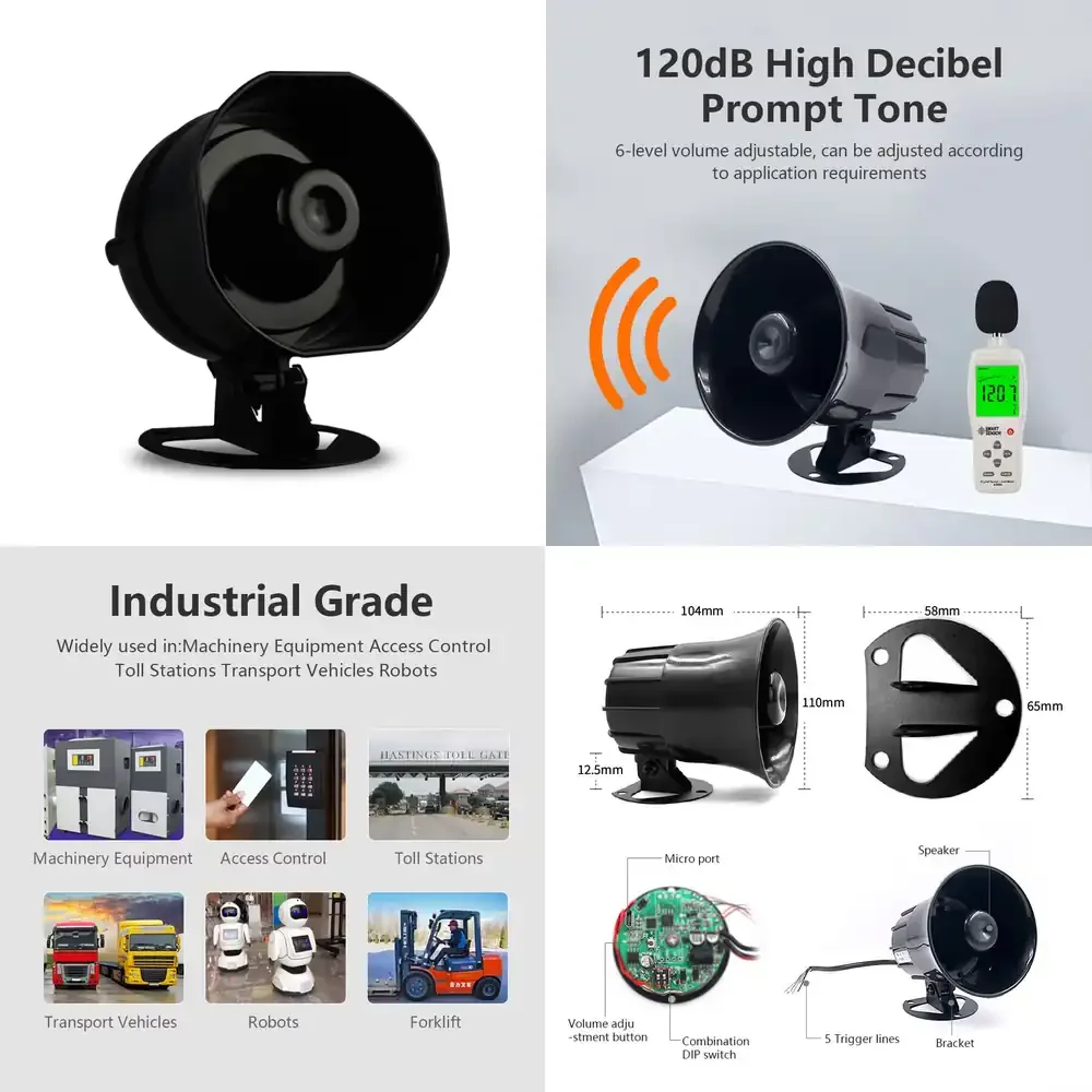 Waterproof 100dB 10W Customisable Sound Multi Sound Programmable Musical Car Horn Electronic Siren Remote Control Black Mp3