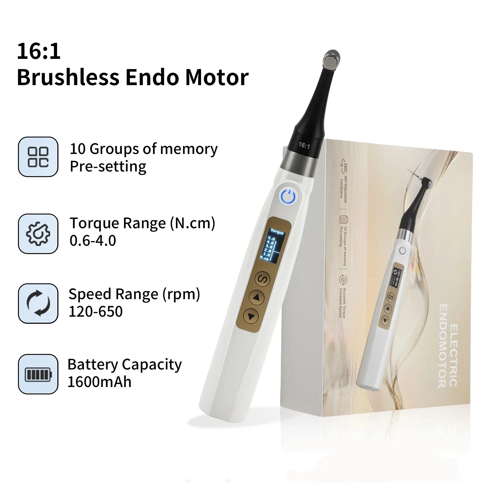 10 Memory Programs LED Lamp Dental Cordless Endo Motor MINI 16:1 Reciprocating Head fit NSK