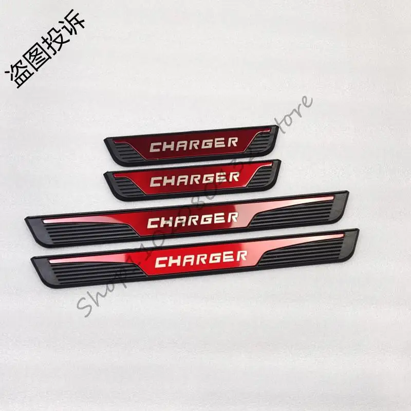 Car Door Sill Scuff Plate Trim Auto Protector Accessories ABS Stainless Steel Styling Sticker For CHARGER 2011-2020 2021