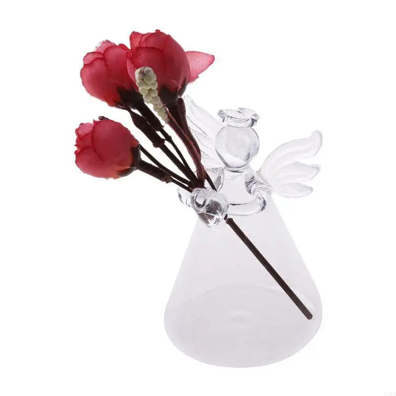 62KD Clear Angel Hanging Glass Vase Planter Terrarium Container Pot Home Decors Flowers Tools Home Decorative Vase