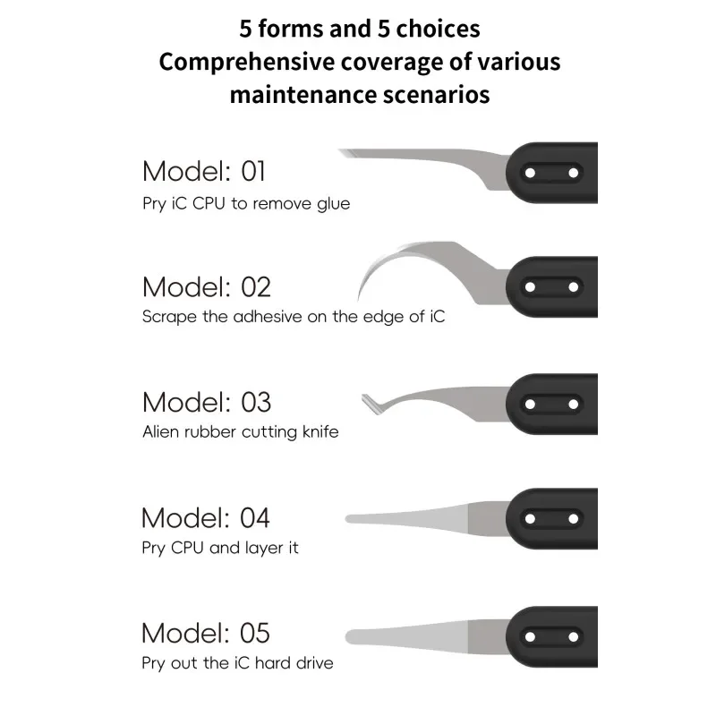 Tribe Tool 5in1 Prying Blade Set Multi Type Knife Blade for Mobile Phone Motherboard Scraper Glue Removal Knife Tool