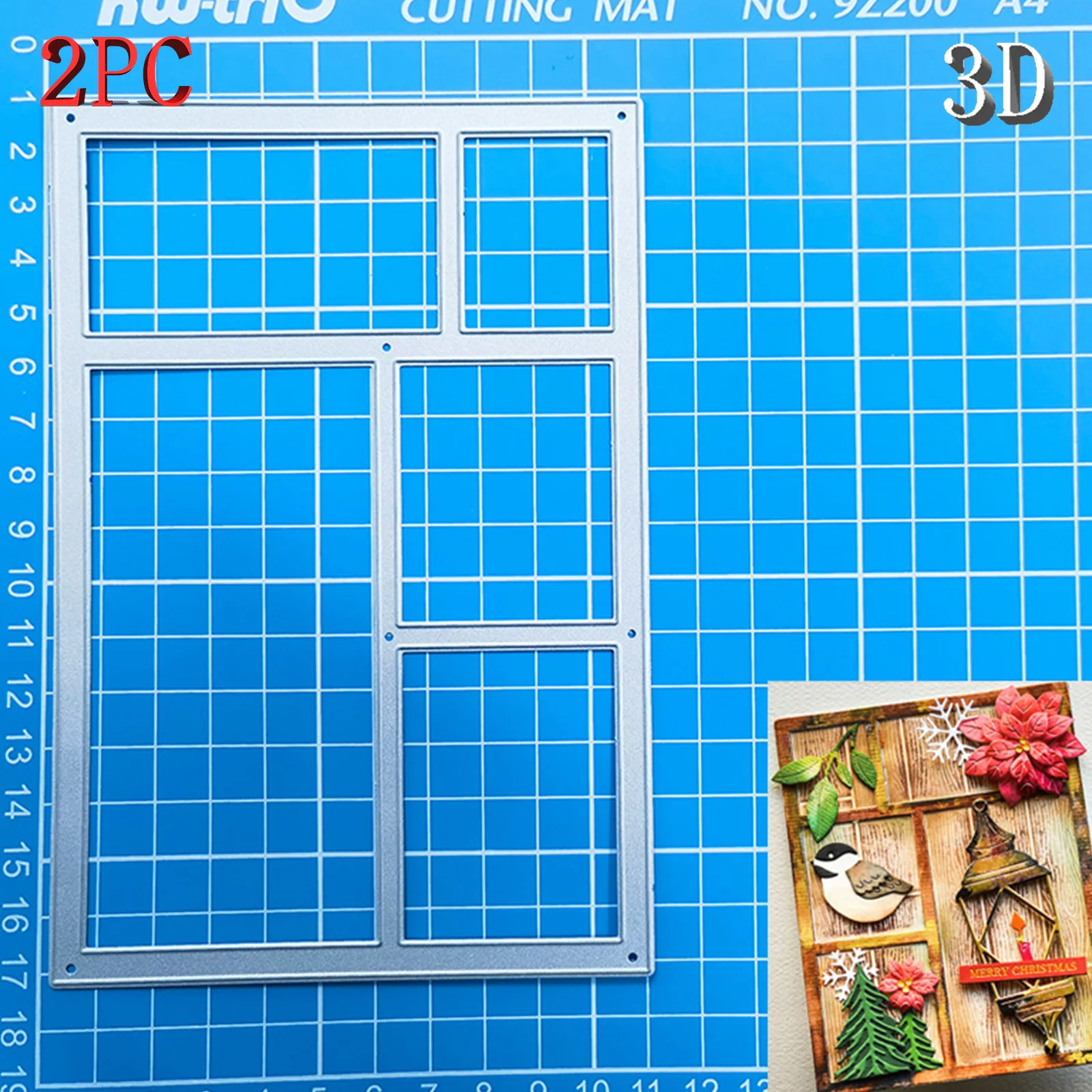 إطار النافذة ثلاثي الأبعاد منقوش ومجلد قالب مطابق لنمط الملمس الخشبي وخلفية DIY لمواد القصاصات اليدوية، تستخدم لـ