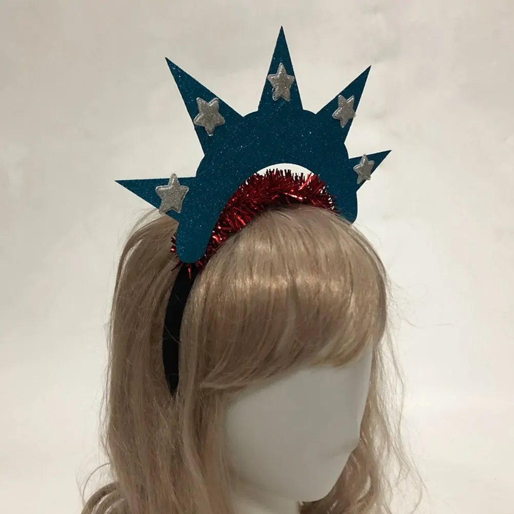 

2Pcs Statue of Liberty Headband Independence Day Hair Hoops Cosplay Headdress Party Photo Props ABS Chain 4th July Decor Hair