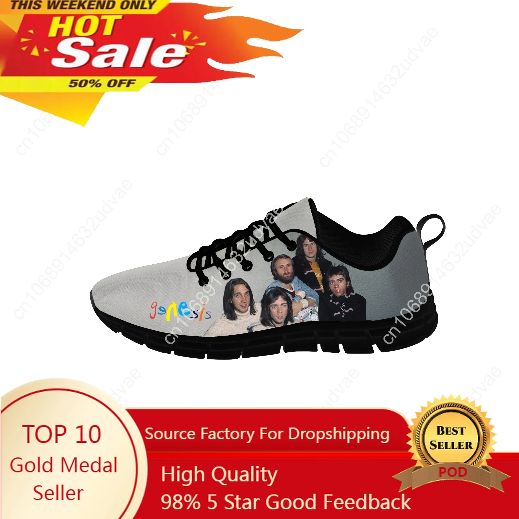 

Rock Band Sneakers Genesis Mens Womens Teenager Casual Shoes Canvas Running Shoes 3D Print Cloth Breathable Lightweight Shoe