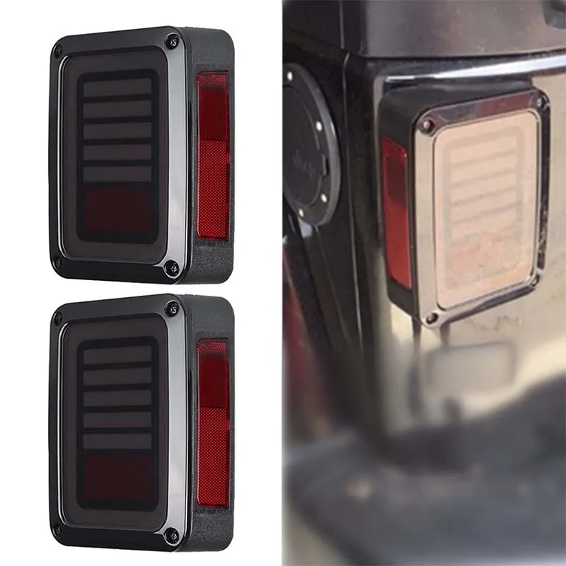 

Smoke Lens LED Tail Lights Rear Brake Reverse Lamp Turn Signal For 07-16 Jeep Wrangler Sahara Freedom Rubicon DOT E9