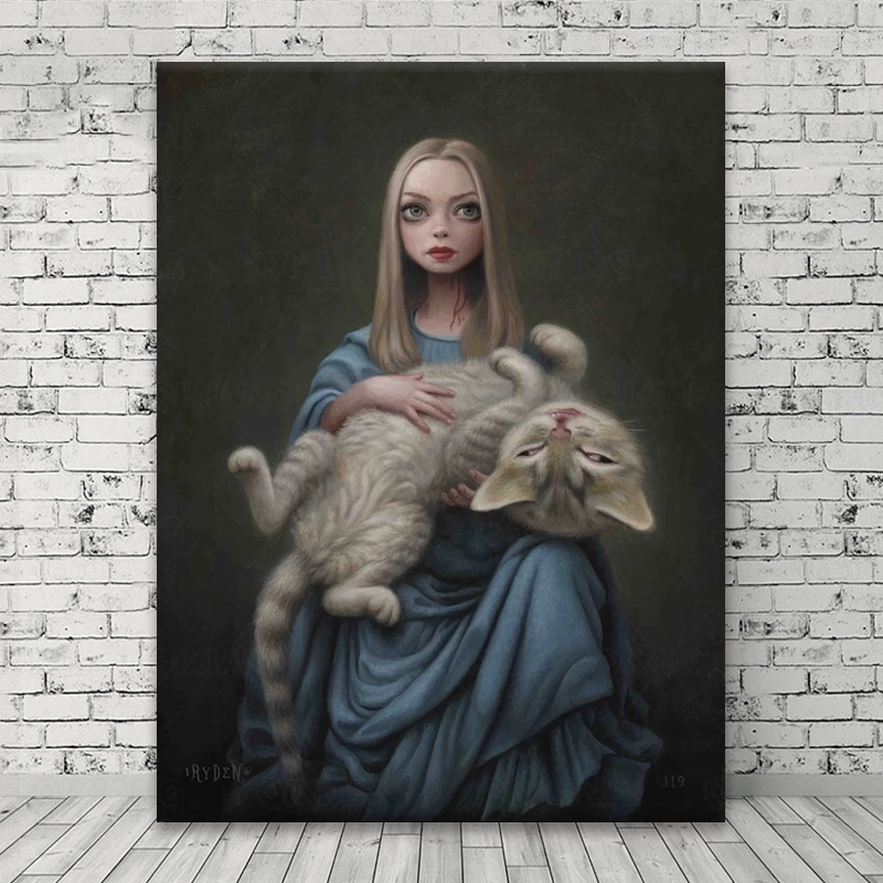 5D Diy Diamond Painting Embroidery Mark Ryden Cat Girl 3D Diamond Mosaic Cross Stitch Kits Cartoon Home Decor Accessories