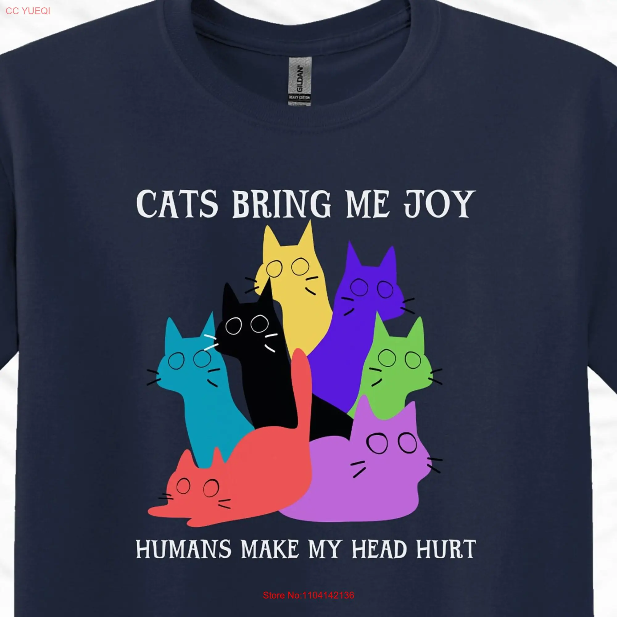 Cats Bring Me Joy T Shirt Introvert Introverted for Cat Person Forget People Funny Humorous Humor Crazy Lady Top