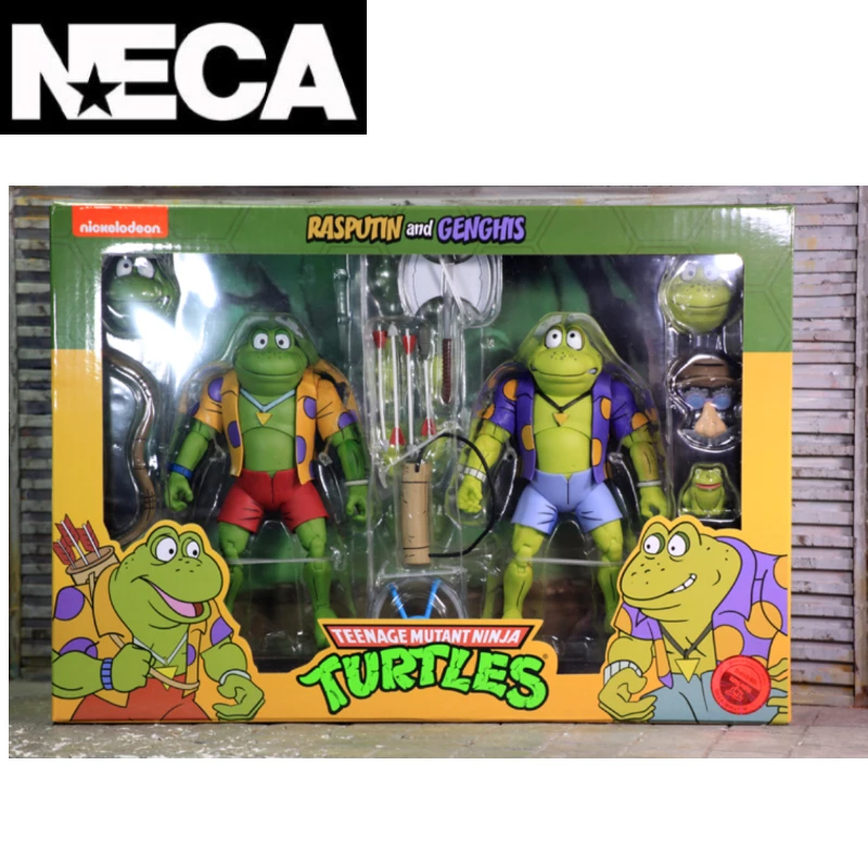 In Stock NECA Original Ninja Turtle Animated Version Mutant Frog Ninja Frog Double Set Mobile Doll Model Hand Hobby  Gifts