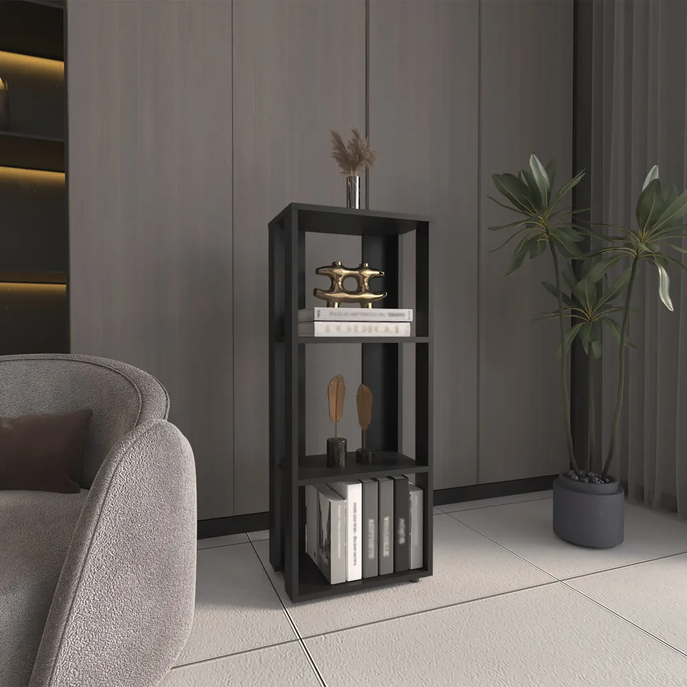 

Четырехъярусный книжный шкаф Eco 39 дюймов, гостиная, шкаф для хранения вещей, полки черного цвета