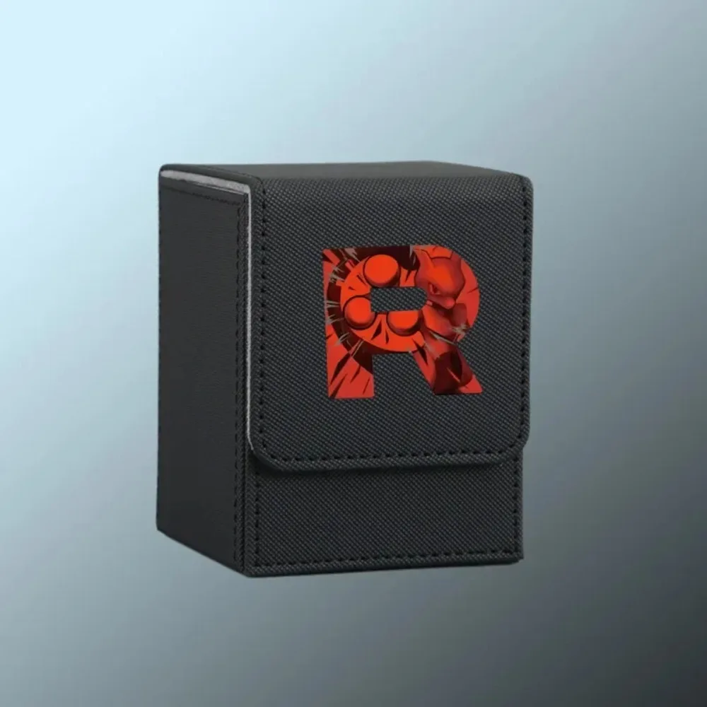 For Pokemon Team Rocket R Logo Self Made Leather Card Storage Box Jessie James Meowth Classics Anime Game Collection Card Toys