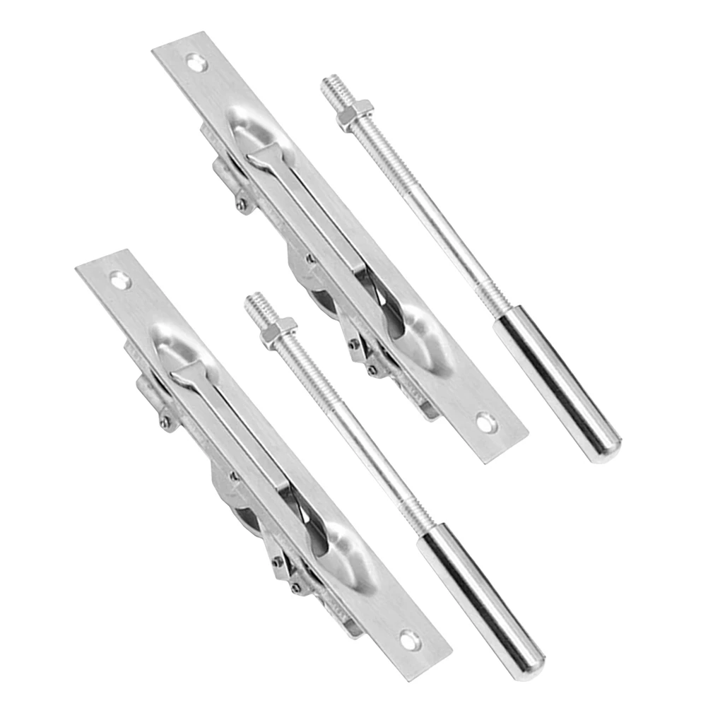 

2Sets Stainless Steel Door Latch Locks Anti-Theft Slide Bolt for Interior Security Flush Mount for Wood Composite French Doors