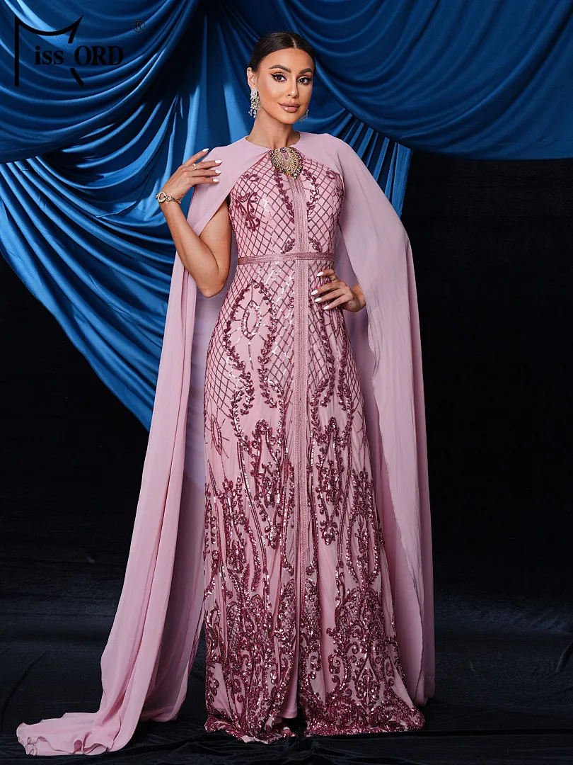 

Missord New 2026 Round Neck Sequin Elegant Middle Eastern Evening Wedding Birthday Party High Quality Luxury Ethnic Maxi Dress