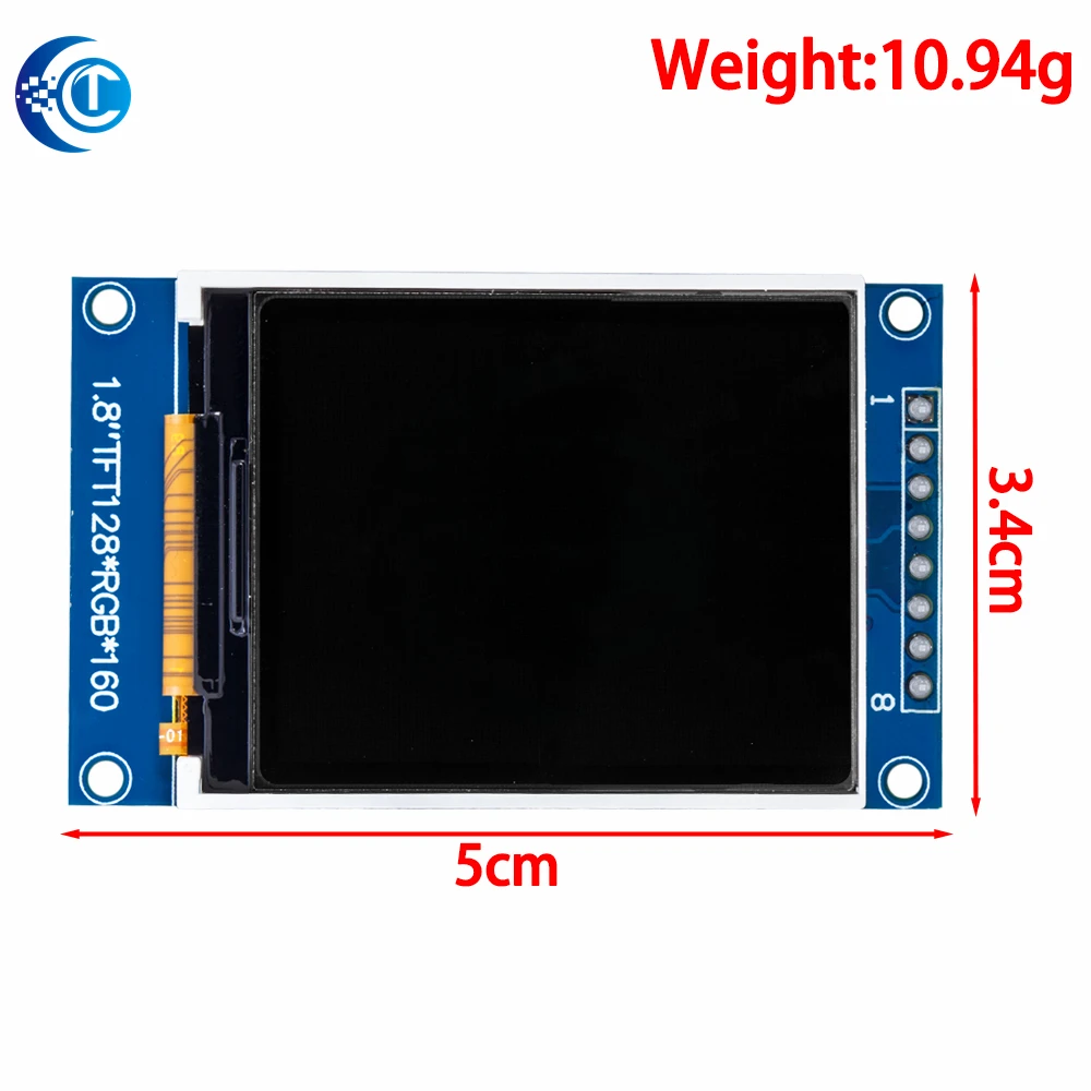 1.8 inch TFT 128x160 serial SPI display module wide angle color screen blue