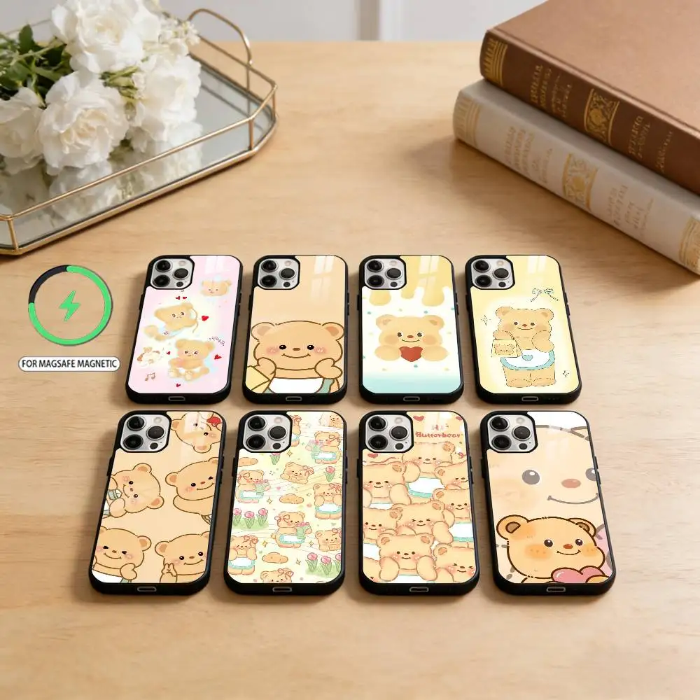 

Cute B-Butterbear Phone Case For iPhone17,16,15,14,13,12,11 Plus,Pro Max Magnetic For Magsafe Wireless Charging
