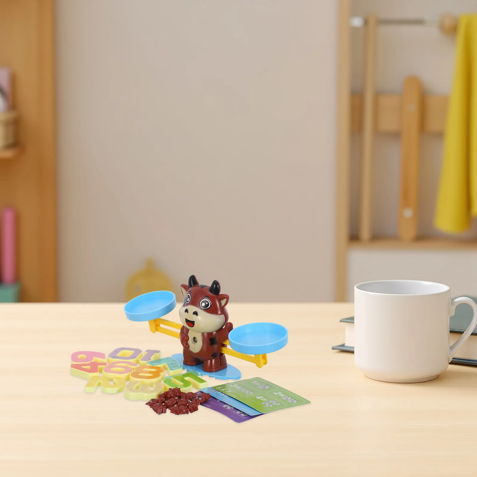 1 Set Cow Number Balance Scale For Kids Math Learning Preschool Stem Arithmetic Game Montessori Counting Tool - Balance Math