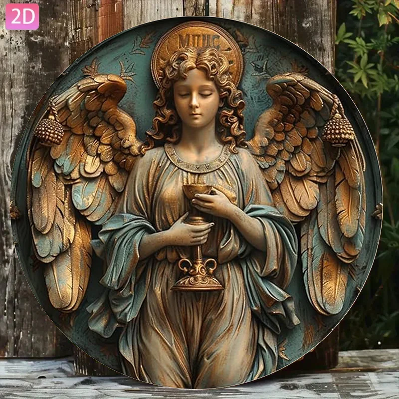 Angel Zero Vintage 2D Flat Aluminum Sign ， Wall Decor for Garden Kitchen Bar Bedroom Outdoor Art Decoration