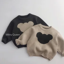 Autumn Winter Children's Pure Cotton Sweater Boys Girls Baby Cartoon Academy Style Warm Knitwear Kids Mickey Mouse Clothes