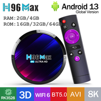 H96MAX 3528 TV Box Android13 RK3528 2GB 16GB 4GB 32GB/64GB BT5.0 AV1 Wifi6 2.4G&5G Wifi 8K HD Smart Media Player Set Top Box