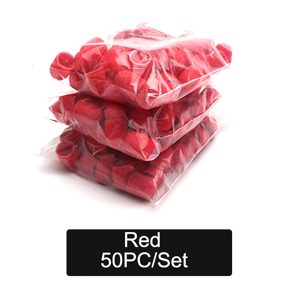 50Pcs Red Sanding Bands , Nail Drill Polishing Bits for Manicure Pedicure Accessories