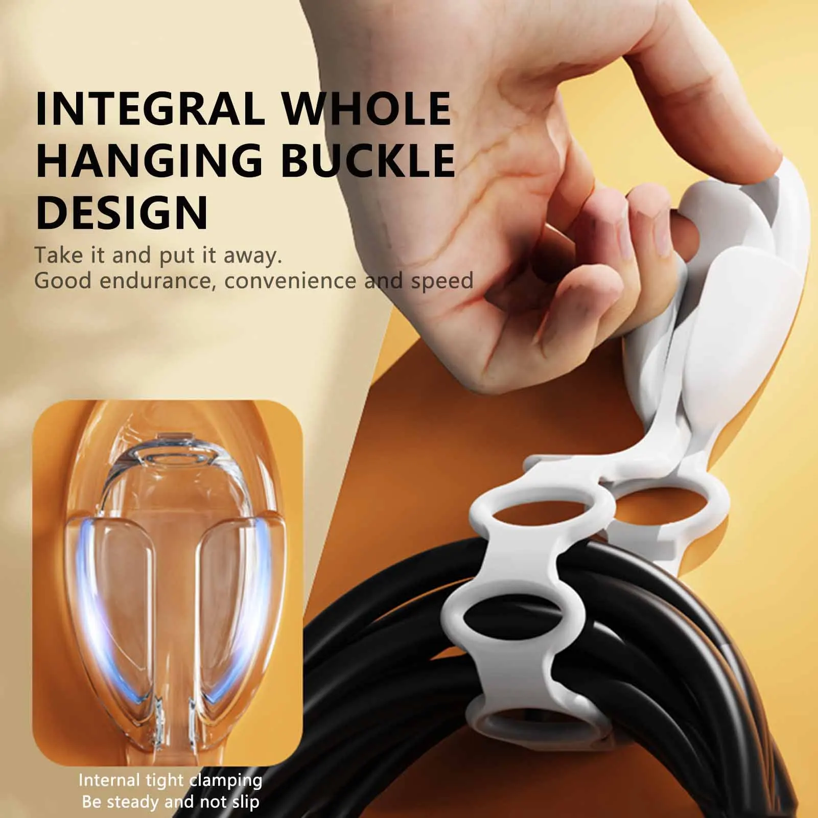 Household Cable Organizer Non Perforated Self-adhesive Storage Hook For Cable Strip Plug-in Electrical Conduit Drain-pipe