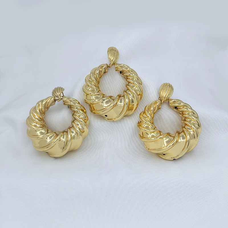 African Necklace Drop Earrings Big Size Pendant Nigerian Jewelry Sets For Ladies Bridal Party Wedding Jewellery image 4