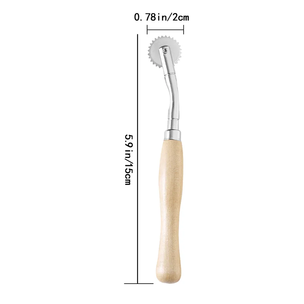 Wooden Handle Cloth Toothed Wheel Steel Pressure Round Delimit Scribe Cross-Stitch Scanning Line Tailor Sewing Tool