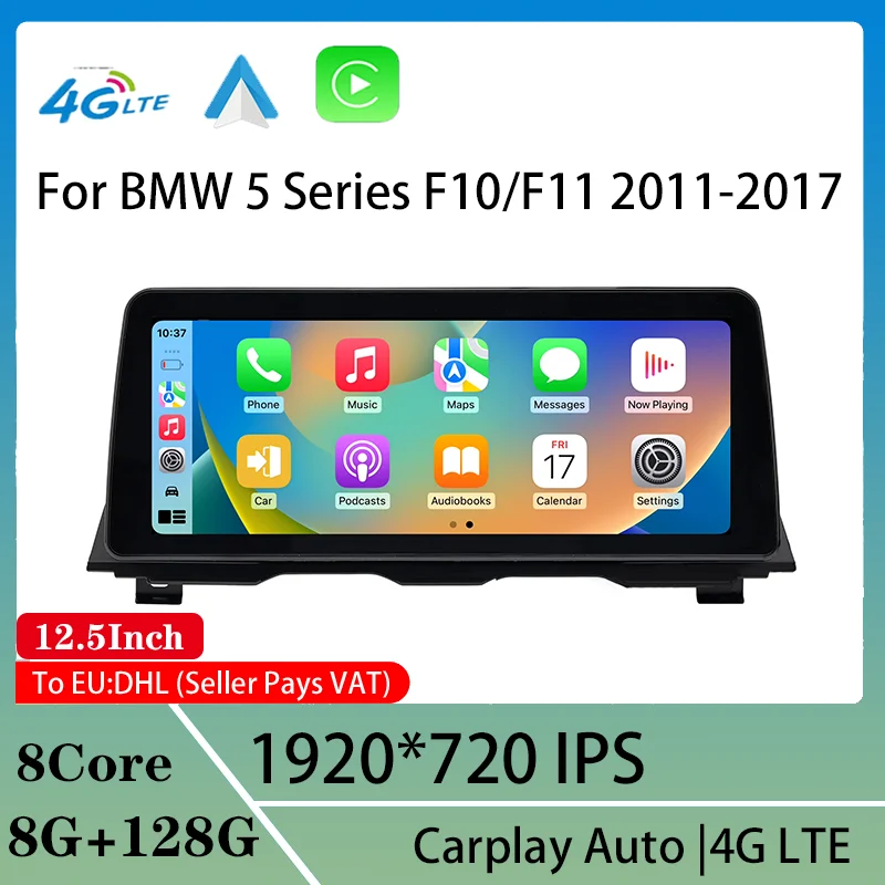 10.25/12.5Inch Android 13 8Core 8G+128G Car Multimedia Player For BMW 520i 525i F10 F11 2011-2017 Stereo CarPlay Android Auto 4G