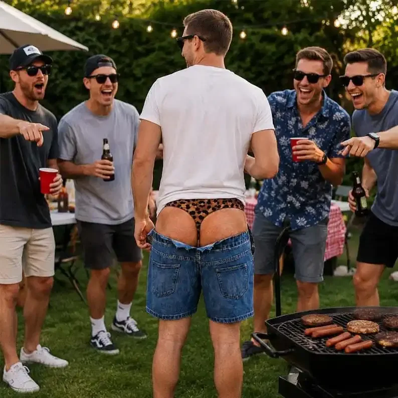 2026 Best-Selling Men's Fun 3D Faux-Denim & Leopard Print Beach Shorts – A Fun Christmas Gift for Boyfriend or Husband