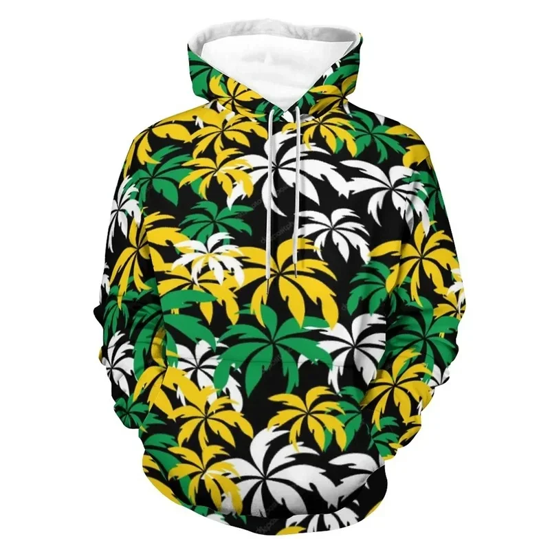 New 3D Printed Jamaican Flag Hoodie for Men's Street Wear Long Sleeved Hooded Sweatshirt Pull Rope Spring Jumper Fall Hoodie