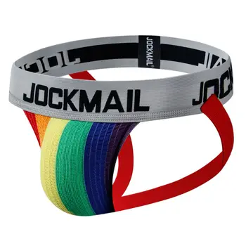 Sexy Mannen Jockstrap Katoenen Ondergoed Regenboog Jockstrap Slips Heren G Tring Slip Homme Gay Underpants Thongs String Pouch Mesh