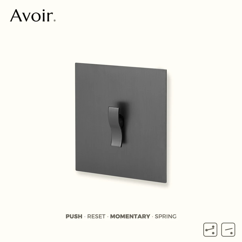 Avoir Slim Frame Electric Switches For Home FR Gray Push Button Momentary S Type Reset Switch Dimmer Switch Light Indoor Cat6