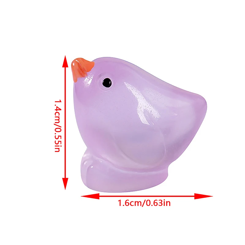 2Pcs Luminous Color Chick Ornament Mini Cartoon Animal Doll Micro Landscape Decoration Dollhouse Miniature Toy