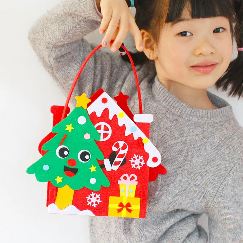 Children Handicrafts Toys Handmade Christmas Bag Creative DIY Non-woven Fabric Arts Crafts Kits Decor Educational Toys Xmas Gift