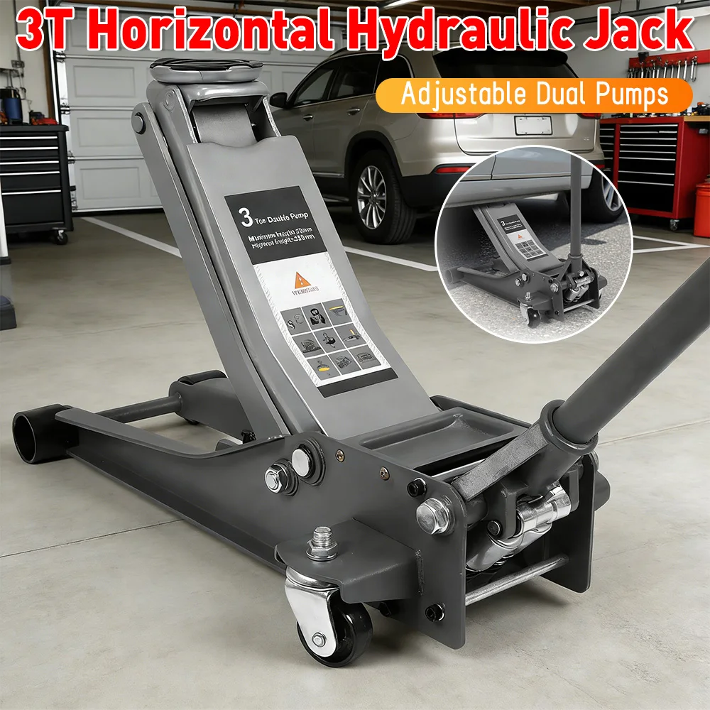 

Floor Jack Fast Lift Service Jack Low Profile Steel Heavy Duty Hydraulic Car Jack 3 Ton (6000 lbs) Capacity Hydraulic Car Jack