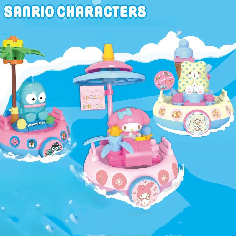 Sanrio Nautical Building Blocks Series Seal My Melody Hello Kitty Kuromi Patchwork Ornament Model Toy Collection Gift