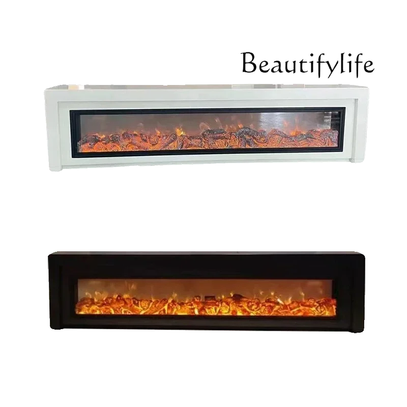 

S Simple French fireplace decorative cabinet simulation flame heating electronic fireplace living room TV solid wood cabinet