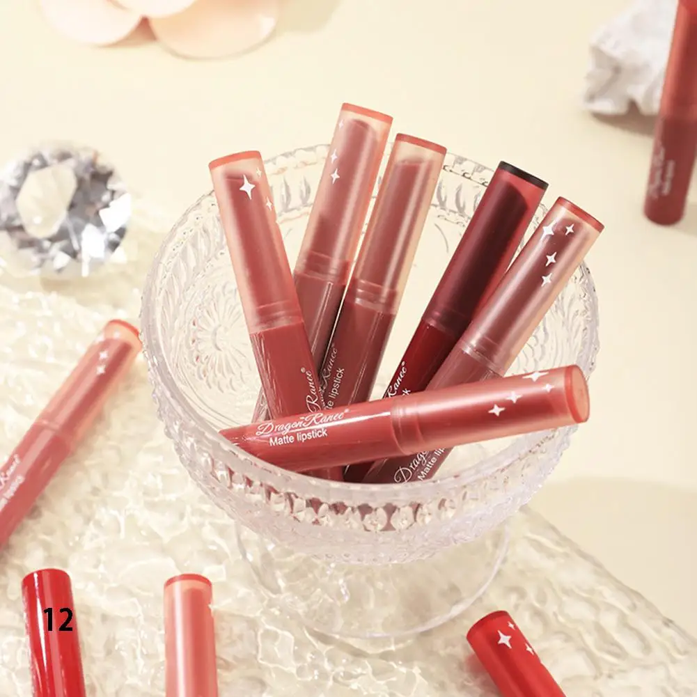 Lápiz labial mate de terciopelo, tinte de labios rojo, maquillaje femenino, lápiz labial de arco, hidratante, 12 colores, lápiz delineador de labios, Cosméticos impermeables