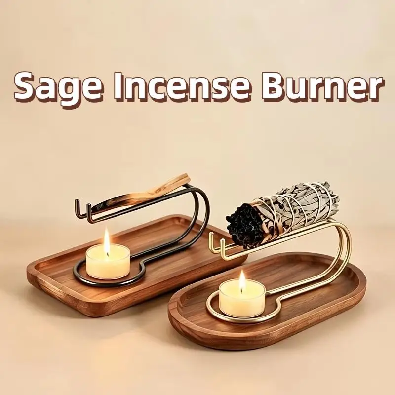 Brennerablage, Räucherstäbchen-Brenner, Weißer Salbei-Räucherkerzenhalter, Deko-Ständer für Meditation und Aromatherapie im Haus – Detail 4