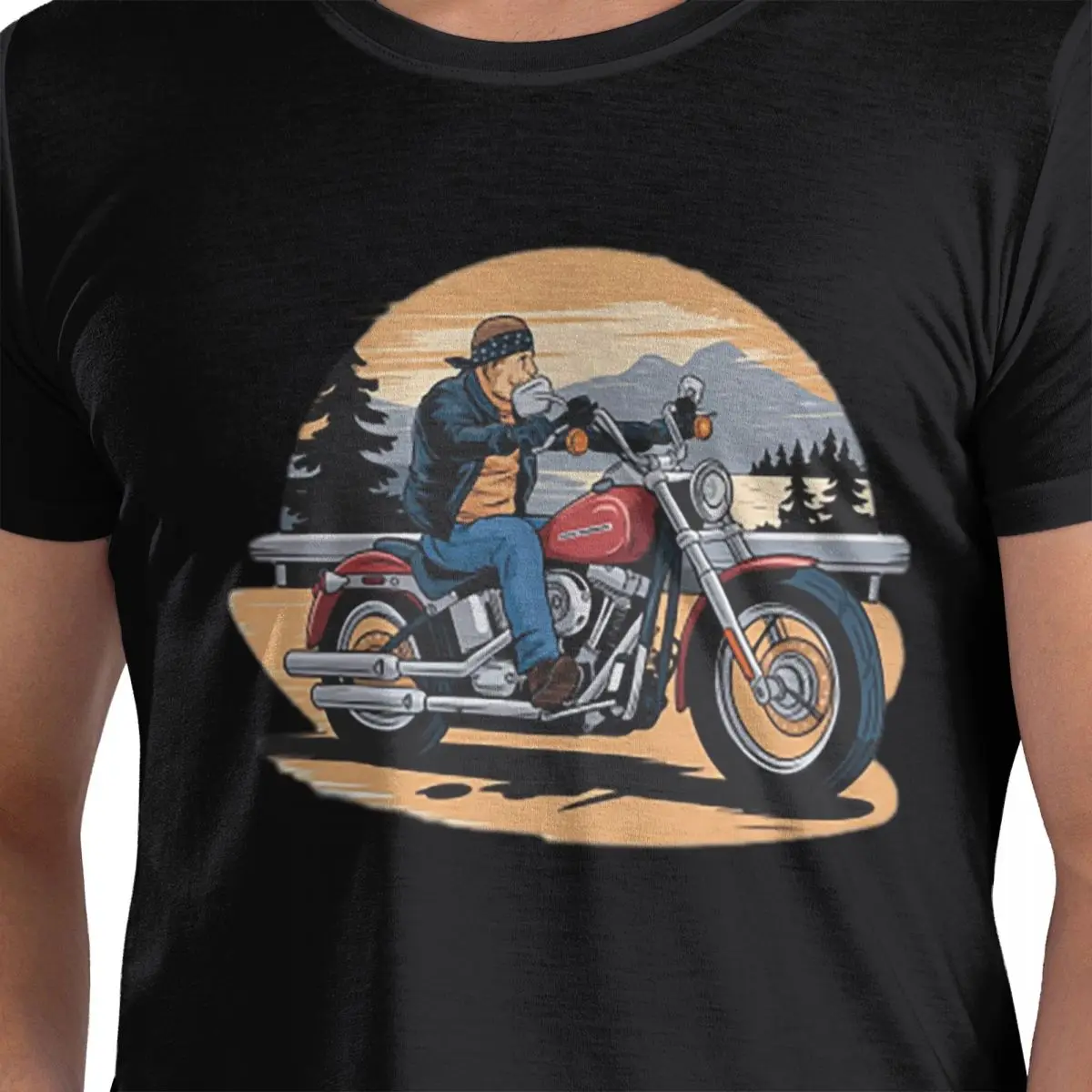 الروك لا يطرق أي شيء قبالة البراز دراجة نارية قبل غروب الشمس الرجال تي شيرت حجم كبير تي شيرت الرجال س الرقبة القطن تيز