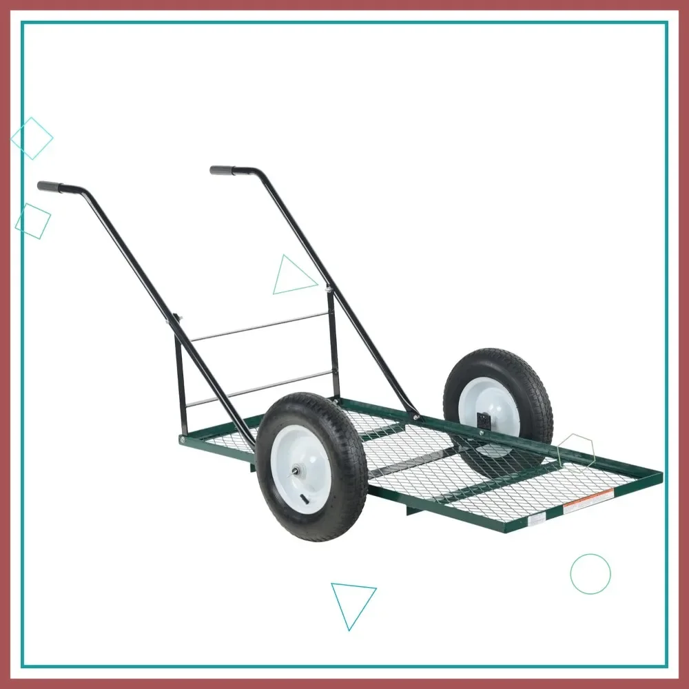 

Усиленная стальная садовая тележка с низкопрофильным наклонным механизмом, зеленого цвета, для уличных работ