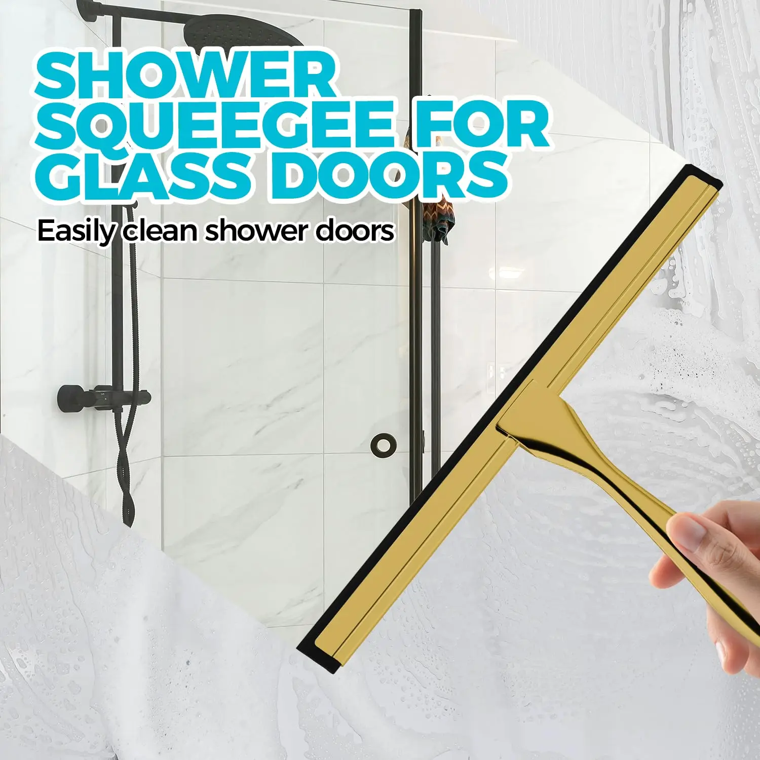 Edelstahl Dusche Rakel Für Türen Reiniger Werkzeug Haushalt Fenster Spiegel Auto Glas Haken Badezimmer Messing für Home Reinigung