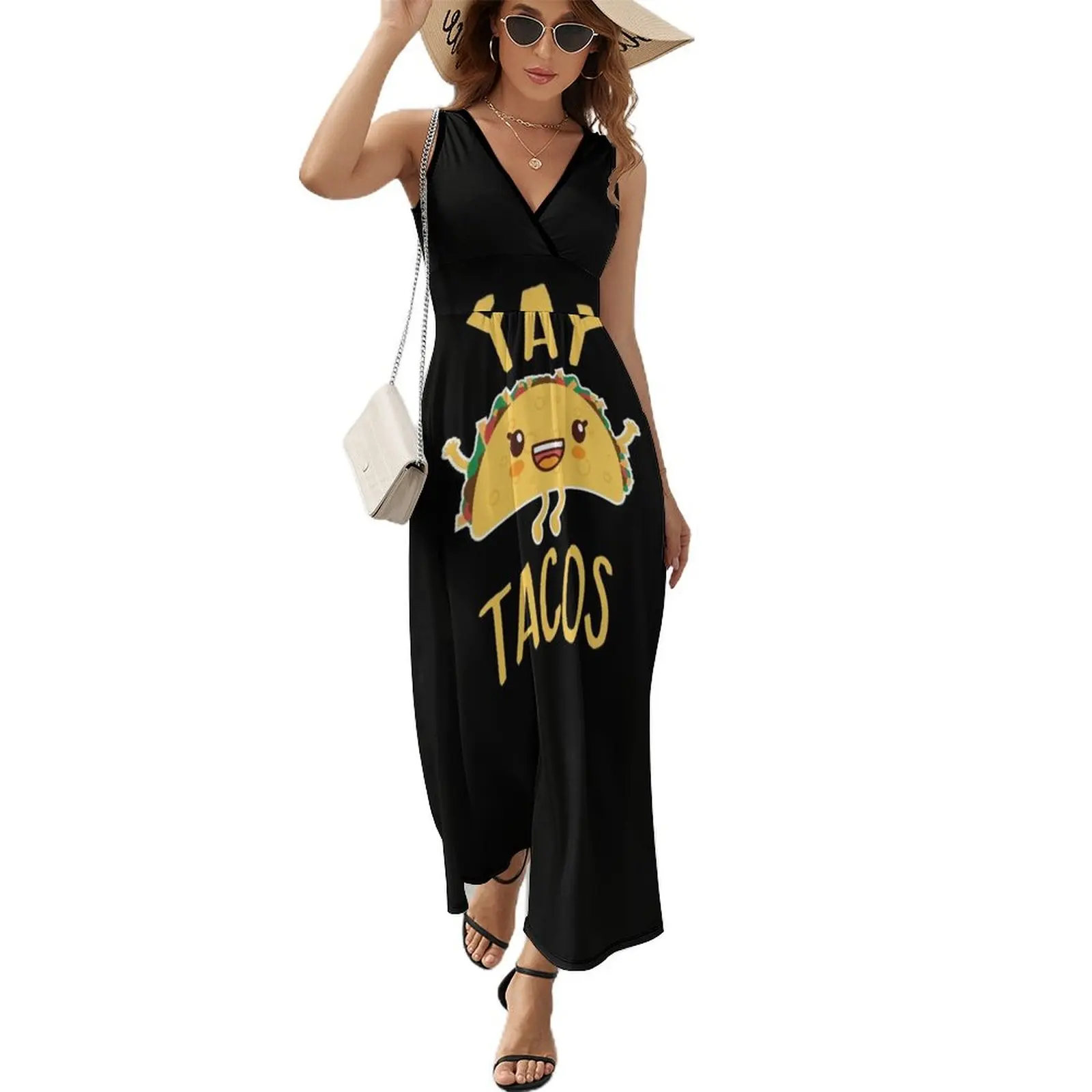 YAY Tacos Happy Cute Funny Taco Sleeveless Dress dress dresses long dress women summer