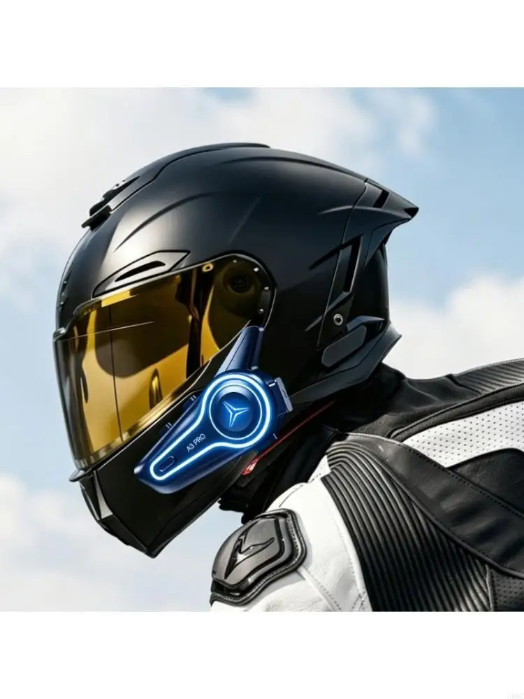 Rechargeable Motorcycle Intercom Helmet-Mounted for Calls & Navigation Playback New