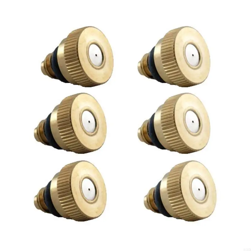 62KD 6Pieces Brass Nozzles for Greenhouse Landscaping Humidification Dustproof