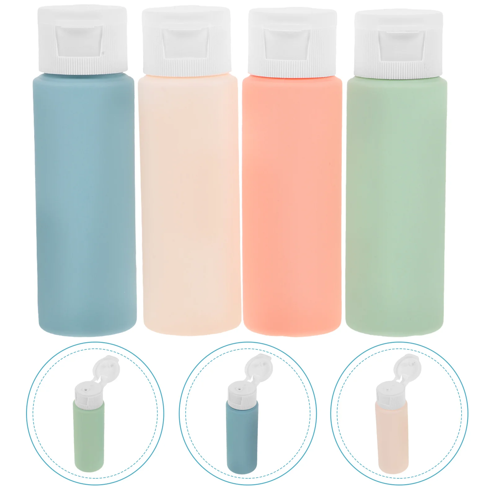 

4 Pcs Travel Supplies Macaron Tube Squeeze Bottle Set Size Shampoo Containers Hose Dispenser Lotion Refillable Plastic Empty