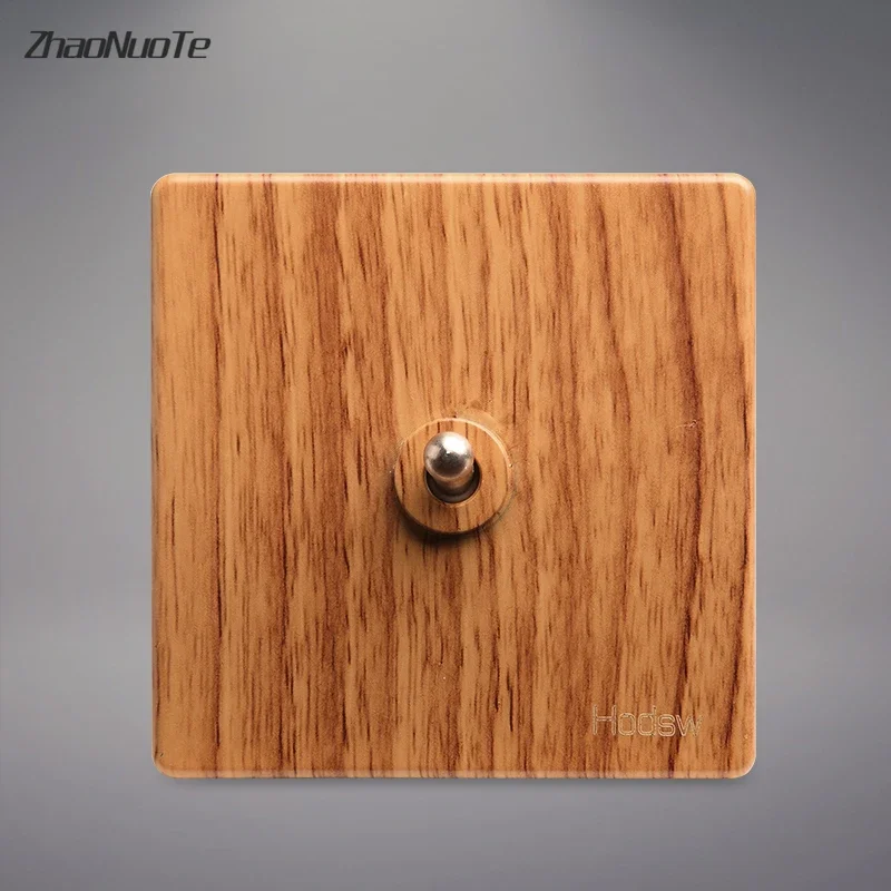 High Quality Yellow Wood Grain Color Brass Toggle Switch 1-4 Gang 2 Way 86 Wall Light Switch