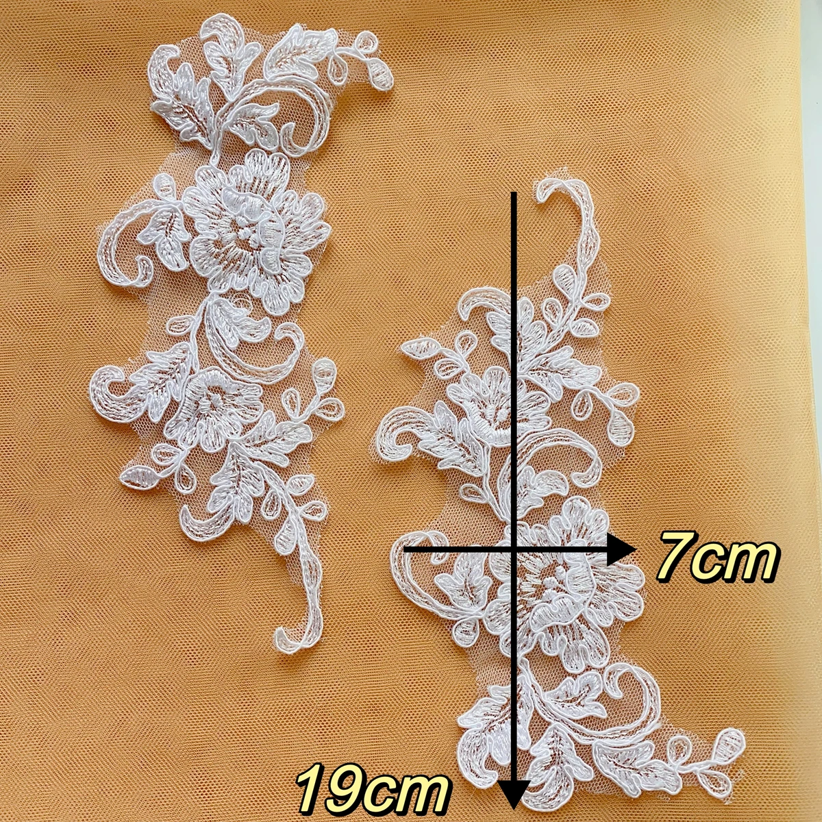 Lace Mirrored Rose Flowers, Wedding Dress, Wedding Shoes, Headdress, DIY Sewing Accessories, Bride, Pure White Border,20 Pcs Lot