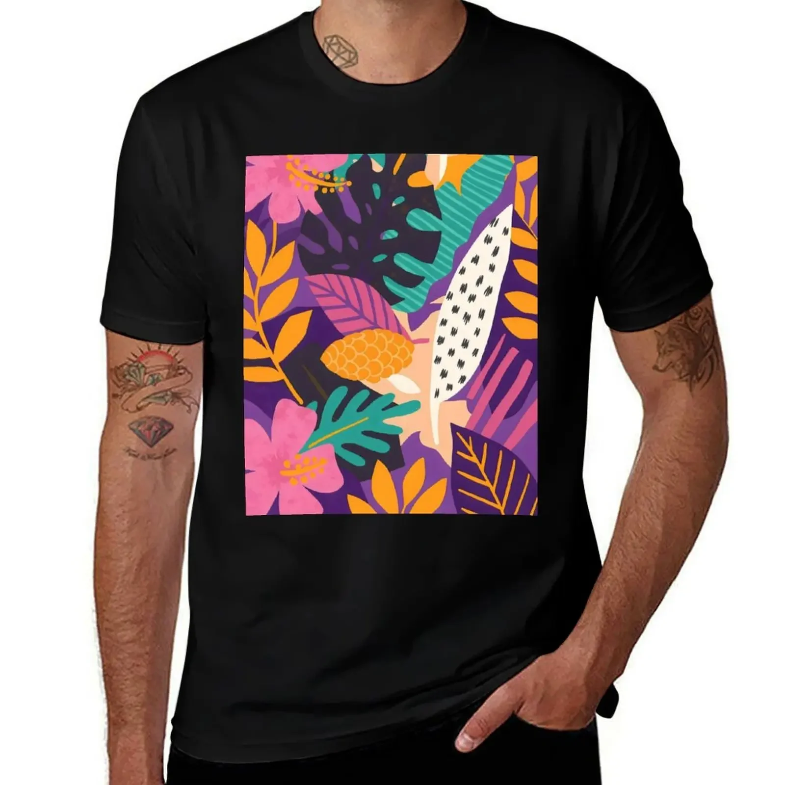 

Floral modern boho watercolor abstract pattern. Spring and summer flowers with leaves. Botanical plant. Nature. T-Shirt